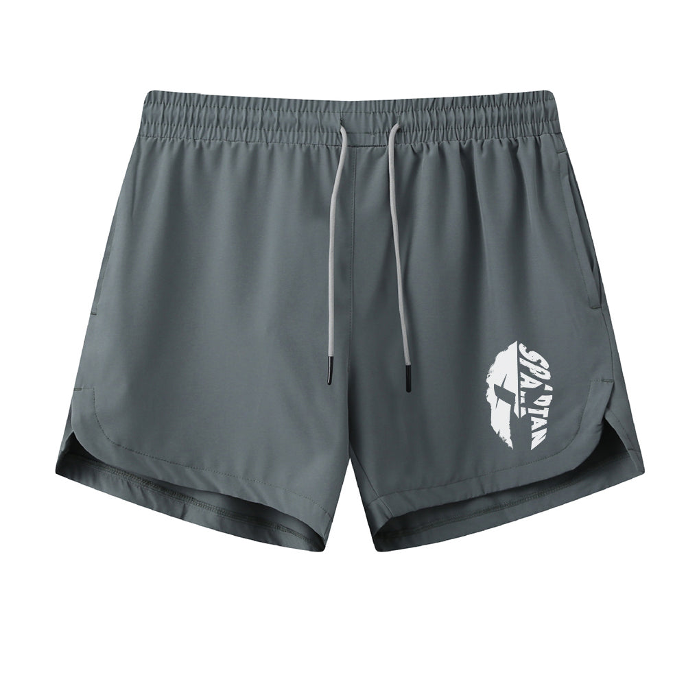 Spartan Letter Helmet Graphic Shorts