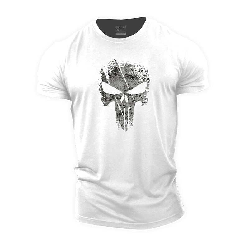 Broken Punisher Skull Cotton T-Shirt