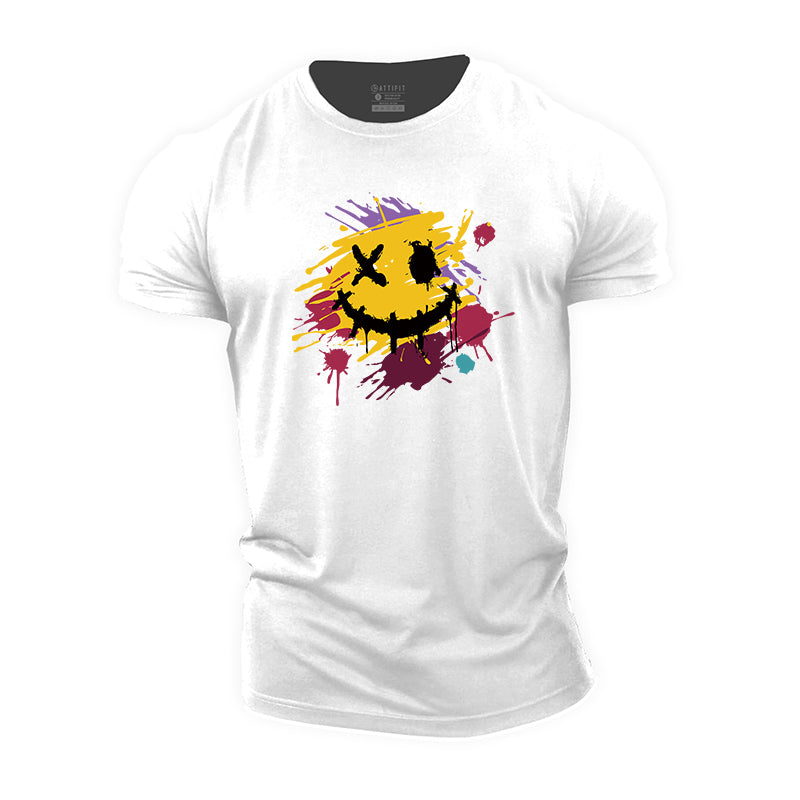 Color Splash Ink Smiley Cotton T-Shirts