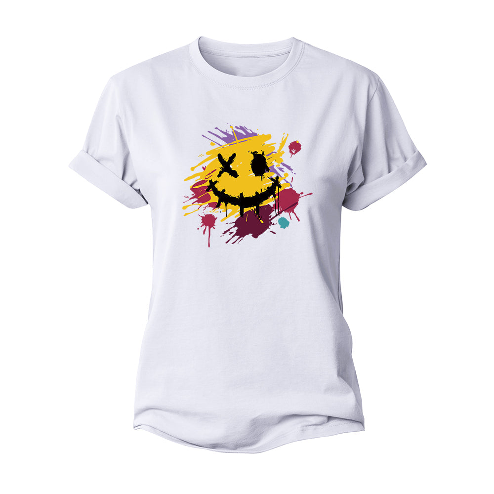 Color Splash Ink Smiley Women's Cotton T-Shirt