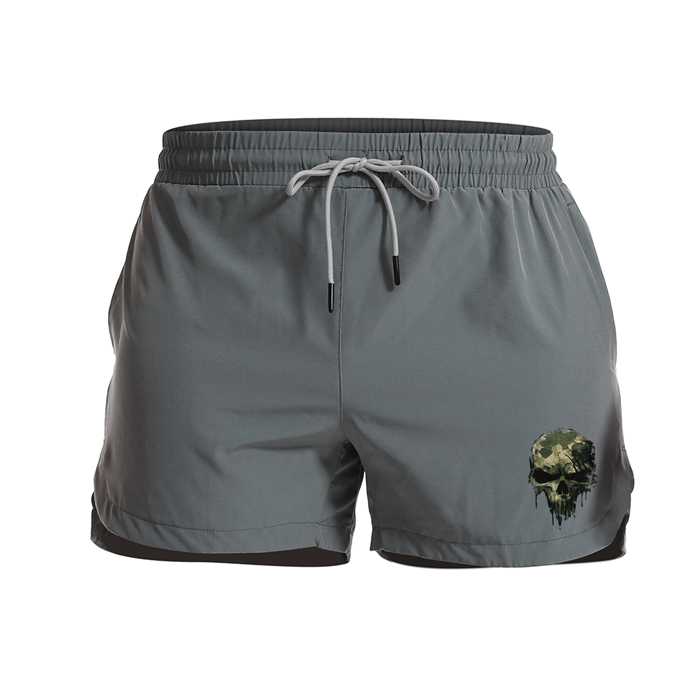 Camo Skull Graphic Shorts