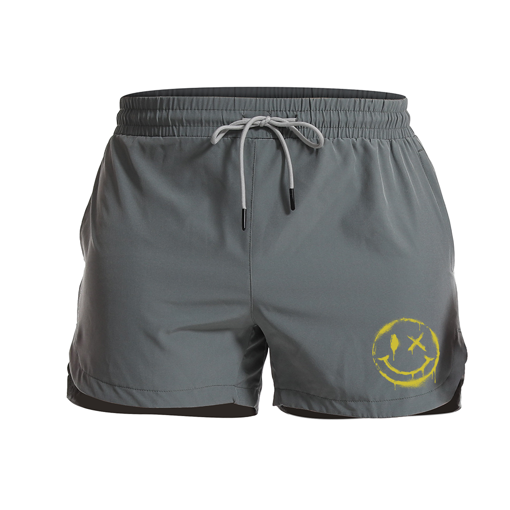 Yellow Smiley Graphic Shorts