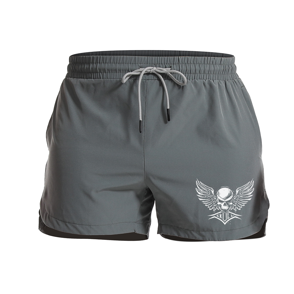 Skull Wings Graphic Shorts