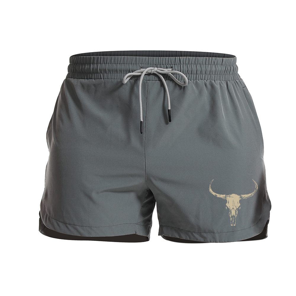 Bull Skull Graphic Shorts