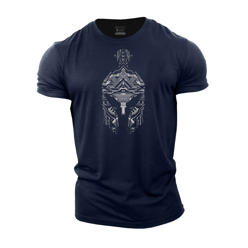 Cotton Spartan Helmet Graphic T-shirts