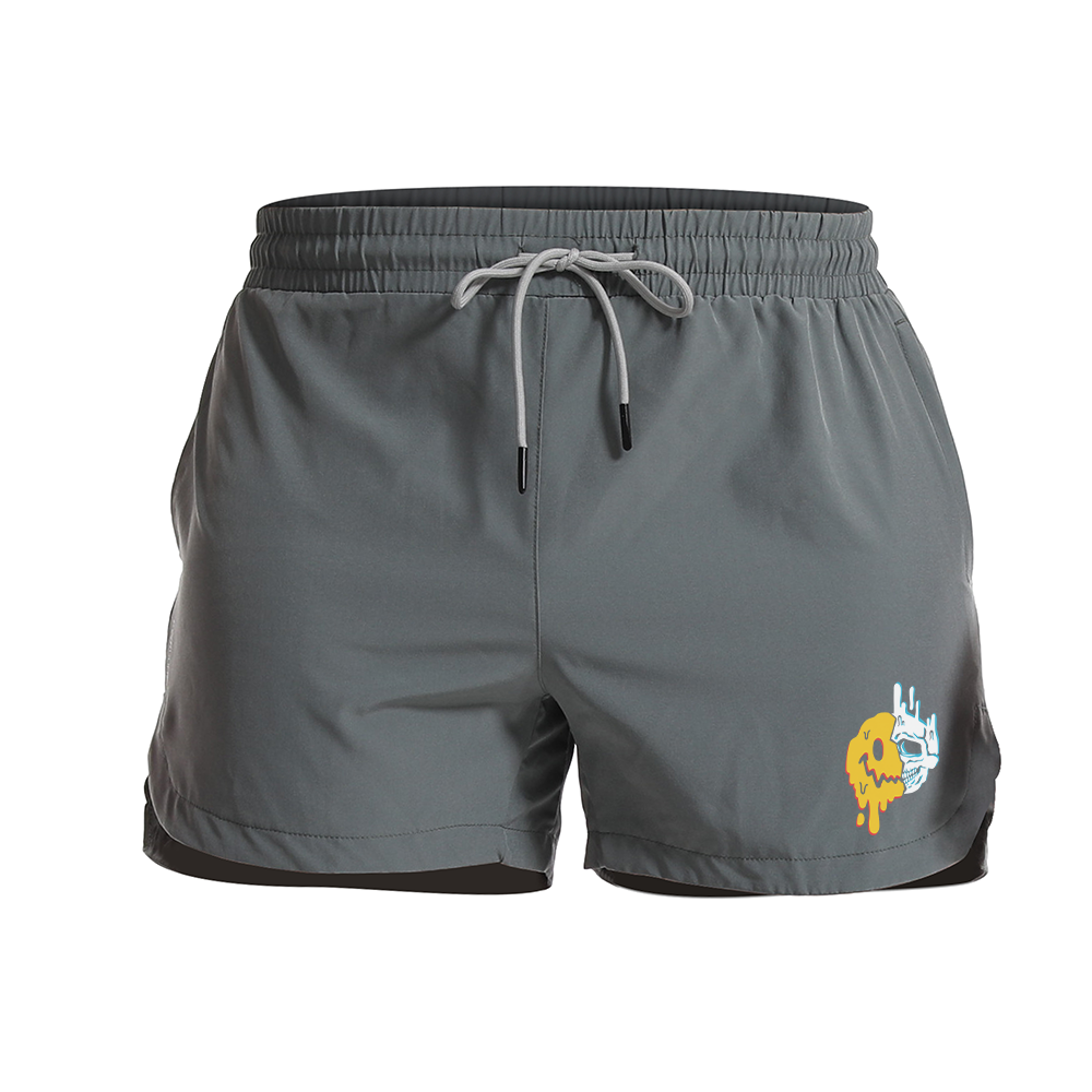 Smiley Skull Graphic Shorts