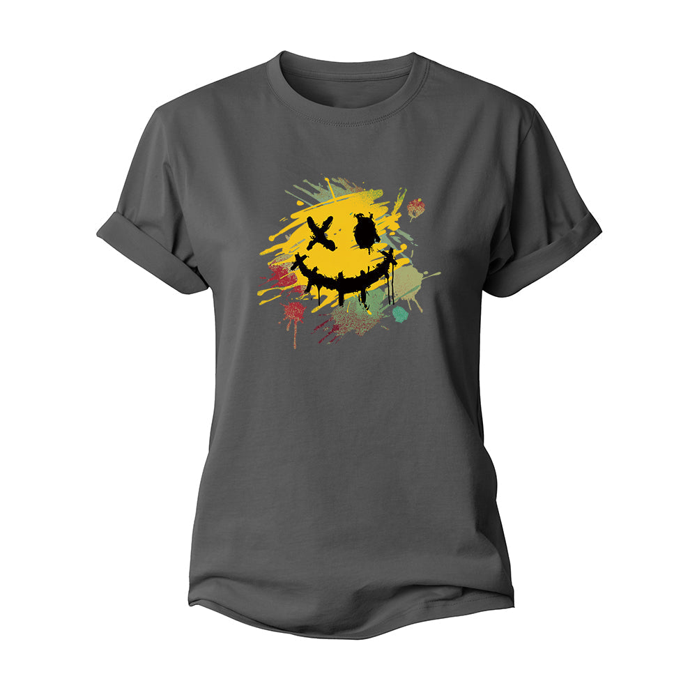 Color Splash Ink Smiley Women's Cotton T-Shirt