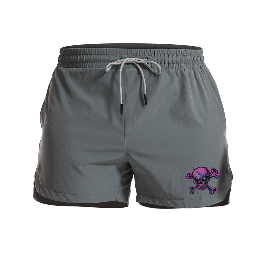 Purple Skeleton Graphic Shorts