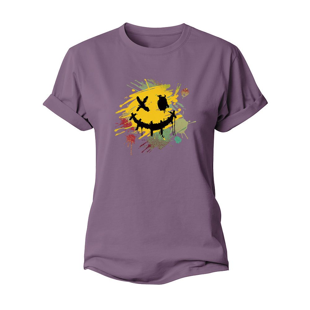 Color Splash Ink Smiley Women's Cotton T-Shirt