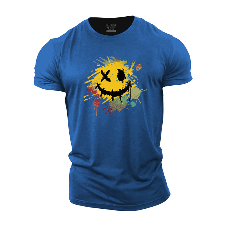 Color Splash Ink Smiley Cotton T-Shirts