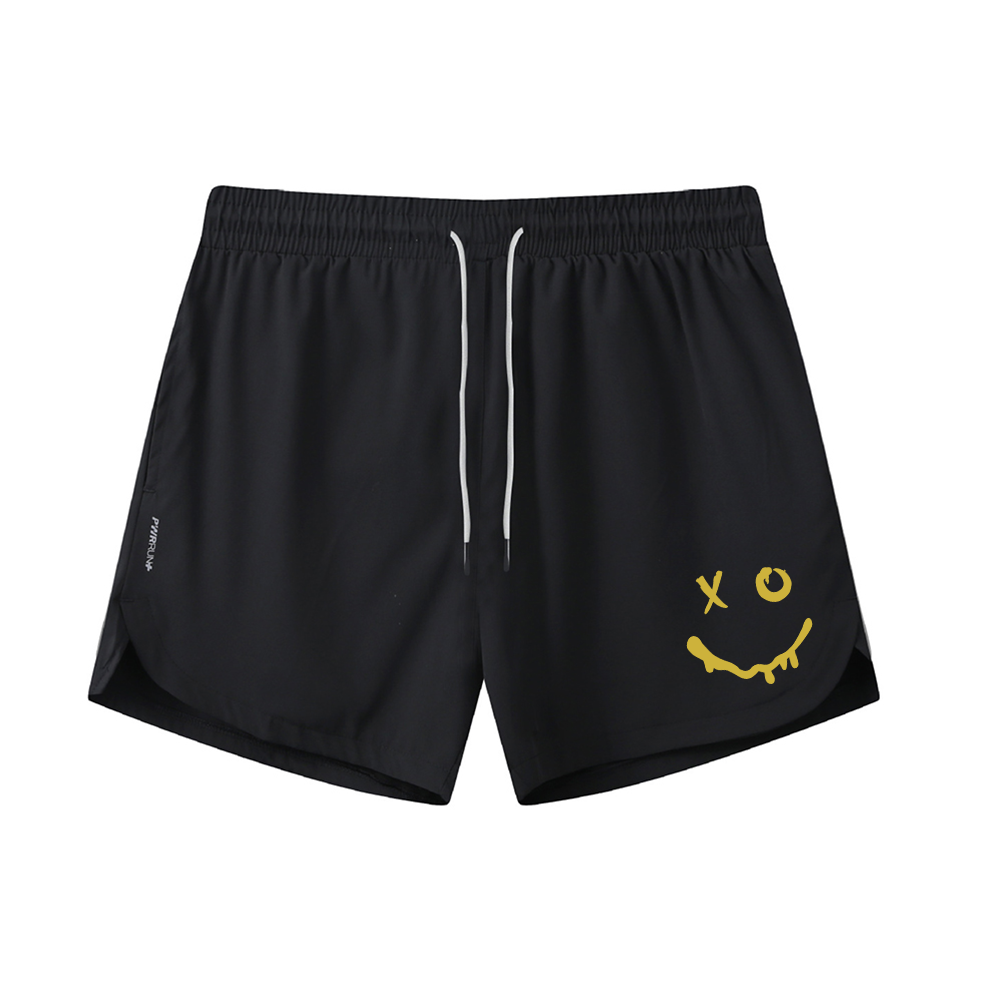 Yellow Smiley Graphic Shorts