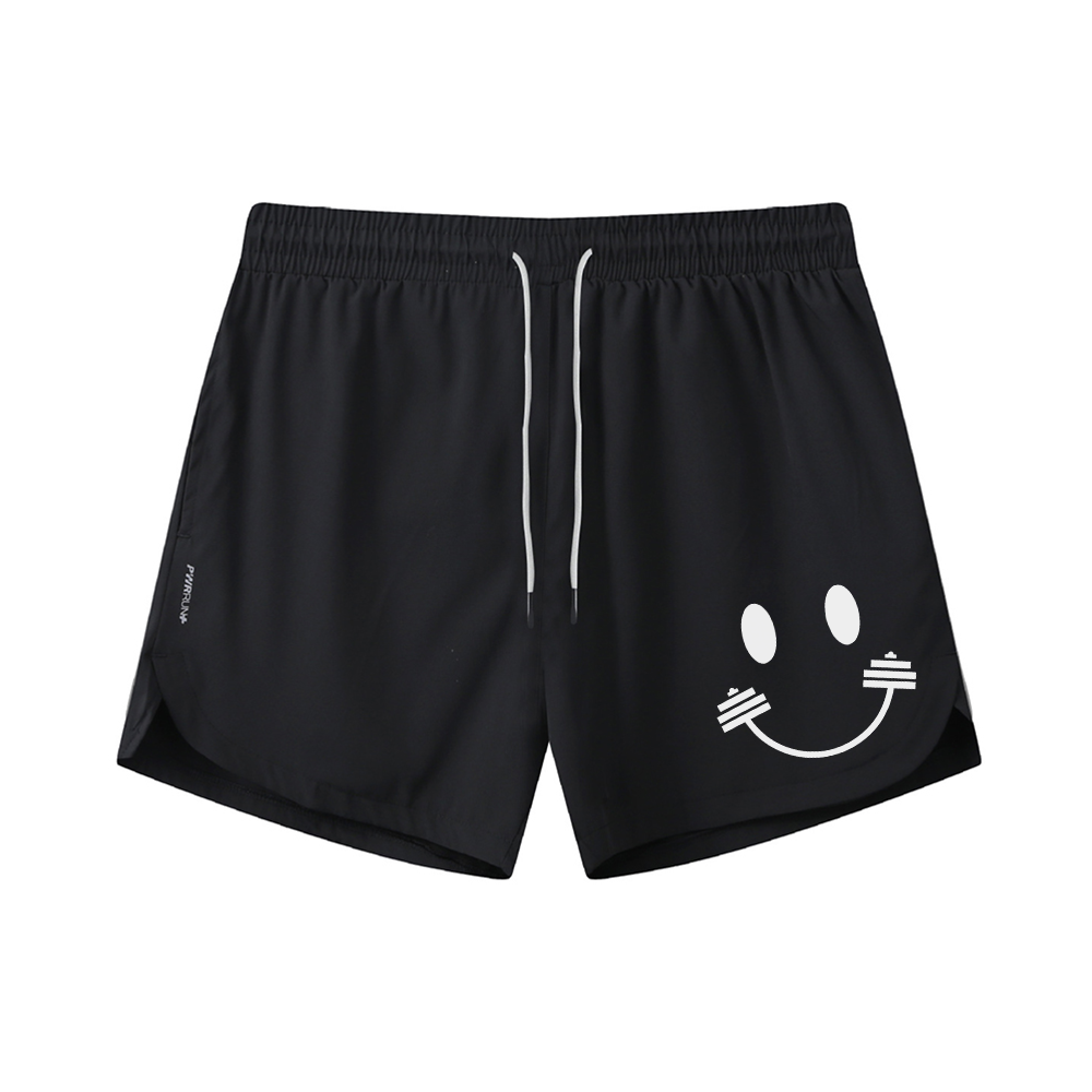 Creative Barbell And Smile Face Graphic Shorts