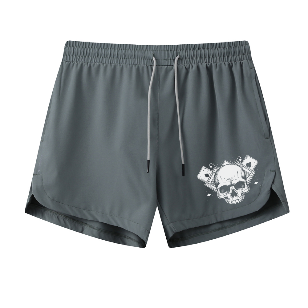 Poker Skull Graphic Shorts