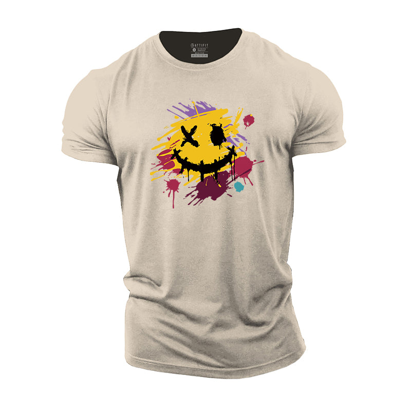 Color Splash Ink Smiley Cotton T-Shirts