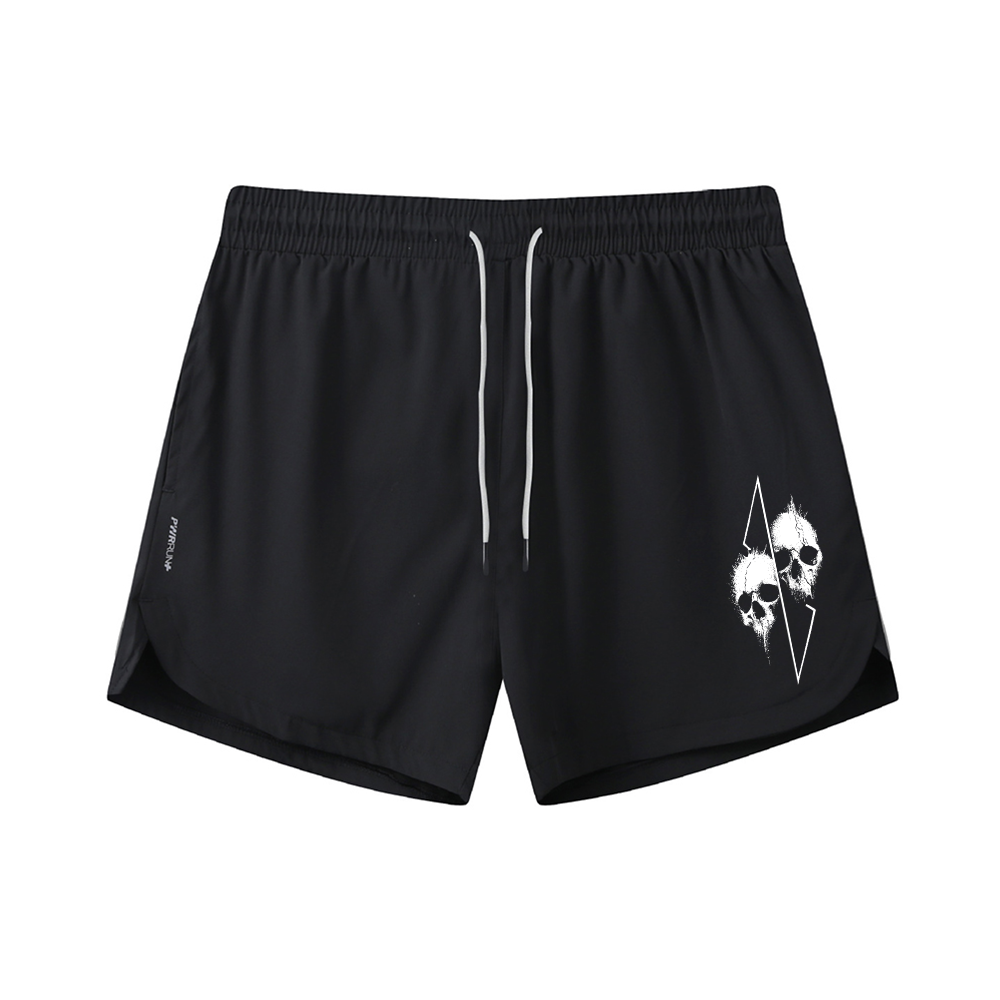 Geometric Skull Graphic Shorts