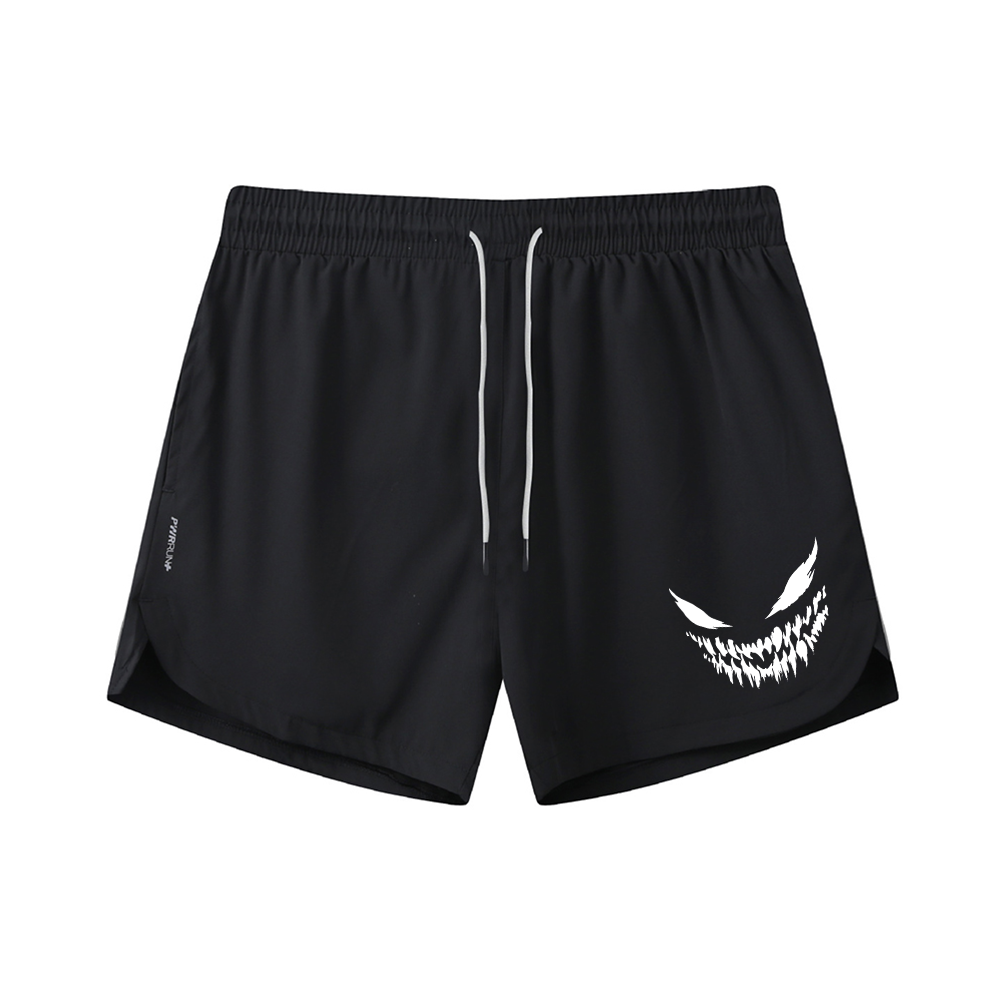 White Evil Smile Graphic Shorts