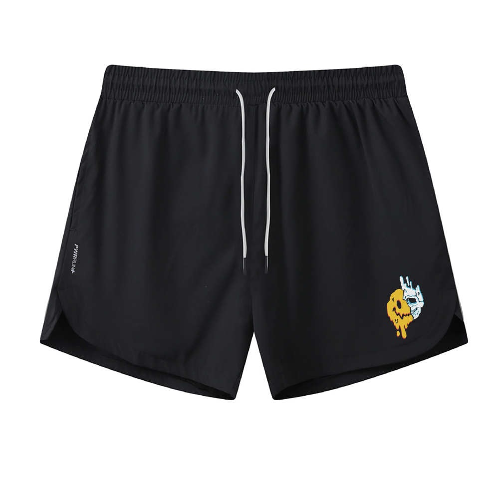 Smiley Skull Graphic Shorts