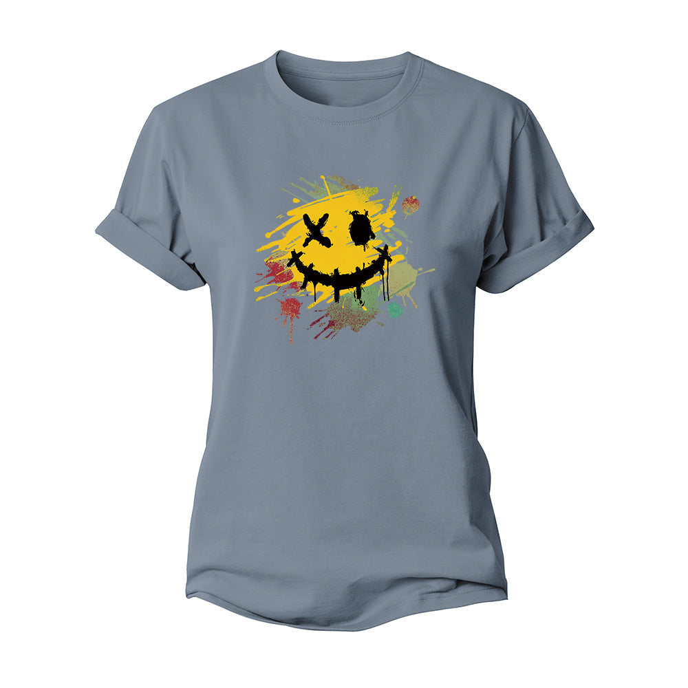 Color Splash Ink Smiley Women's Cotton T-Shirt