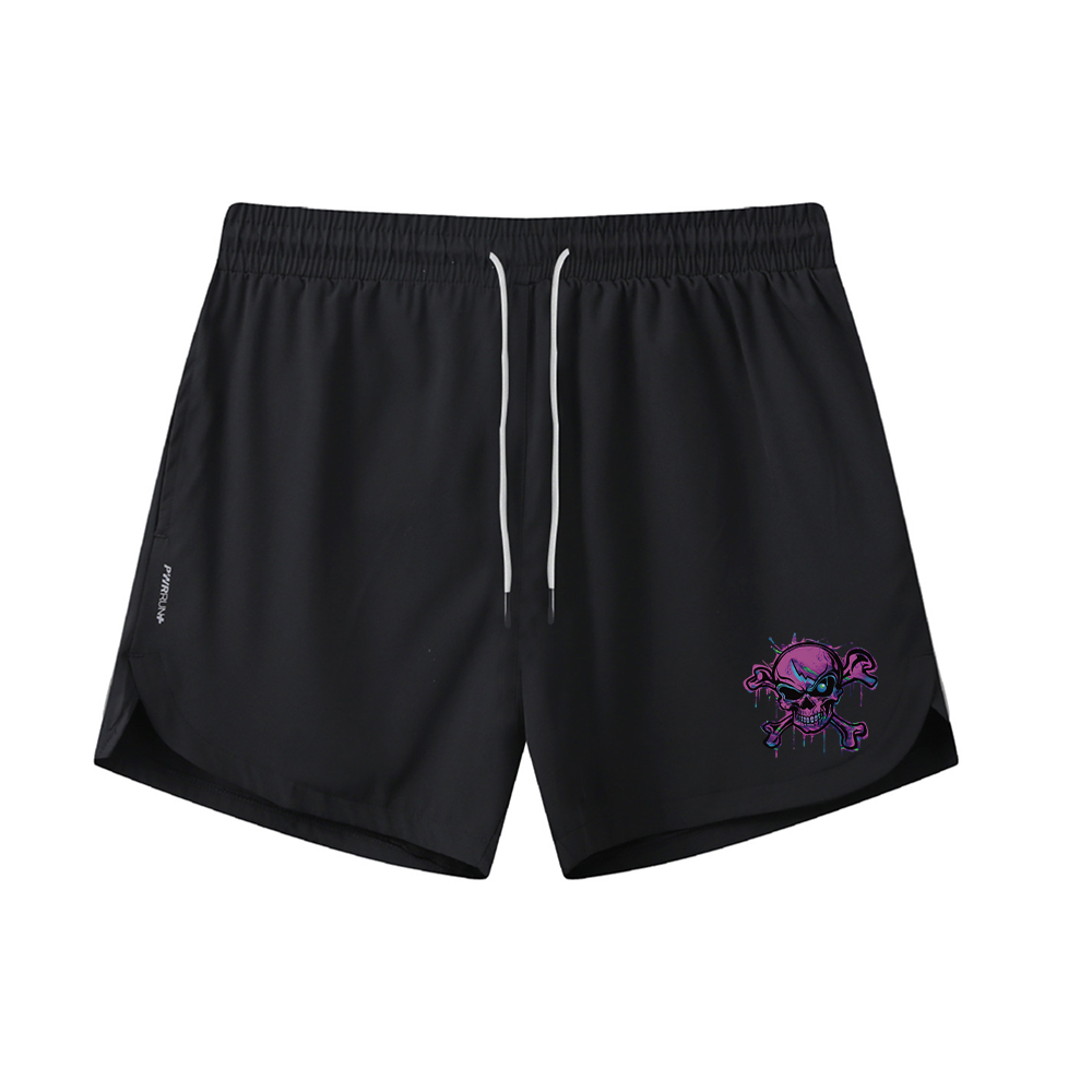 Purple Skeleton Graphic Shorts