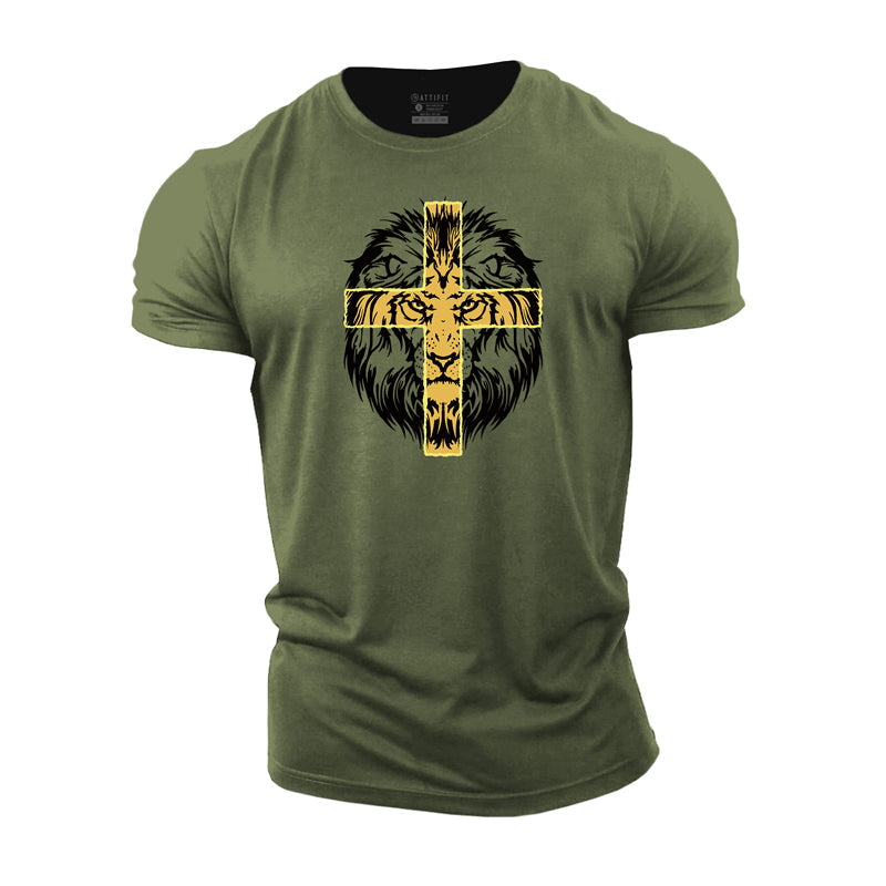 Cross Lion Cotton T-Shirt