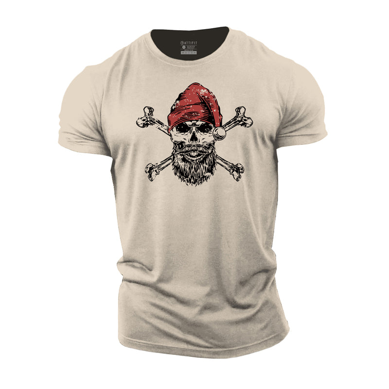 Christmas Skull Cotton T-Shirt