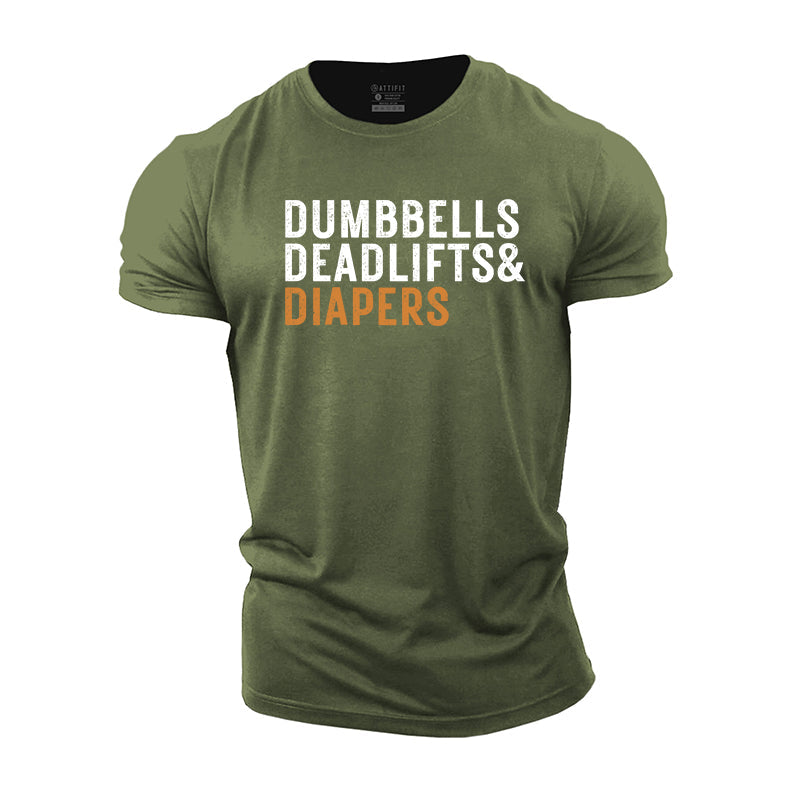 Dumbbells Deadlifts Diapers Cotton T-Shirt