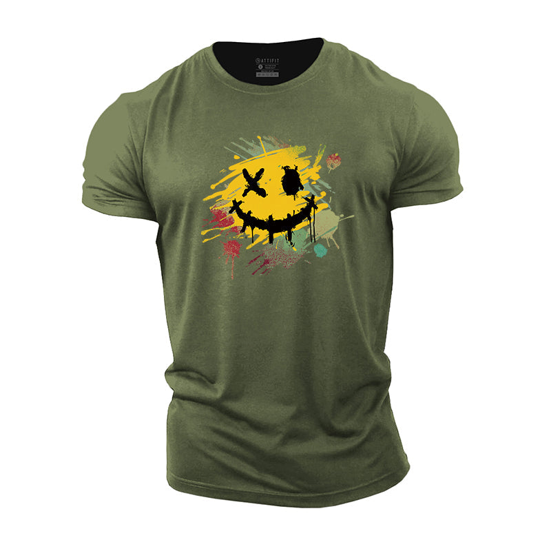 Color Splash Ink Smiley Cotton T-Shirts