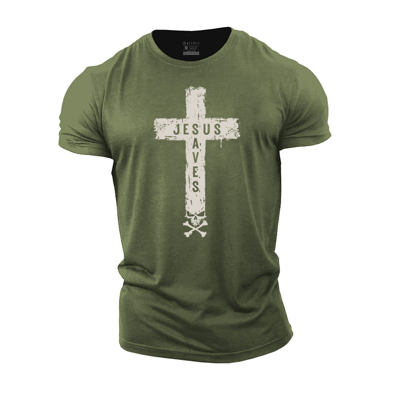 Jesus Saves Graphic Cotton T-Shirt