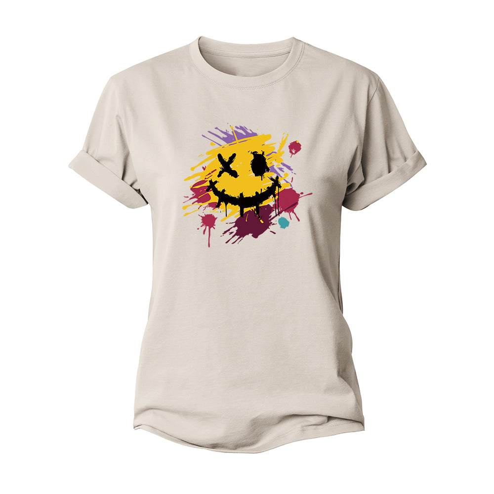 Color Splash Ink Smiley Women's Cotton T-Shirt