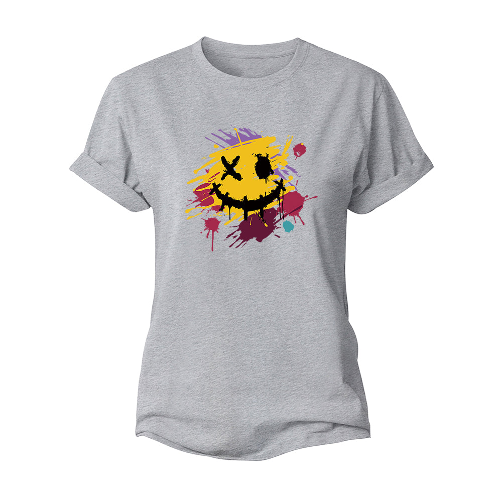 Color Splash Ink Smiley Women's Cotton T-Shirt