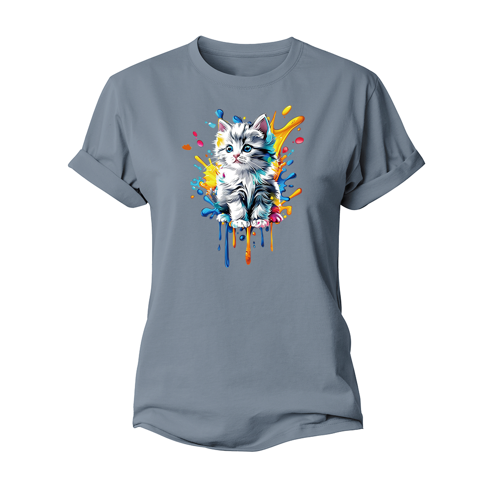 Watercolor Cat Women's Cotton T-Shirt