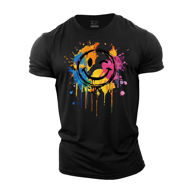 Colorful Smiley Face Cotton T-Shirt