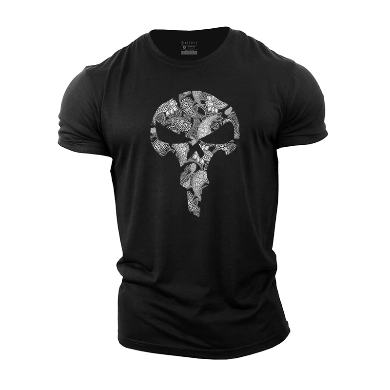 Paisley Skull Cotton T-Shirt