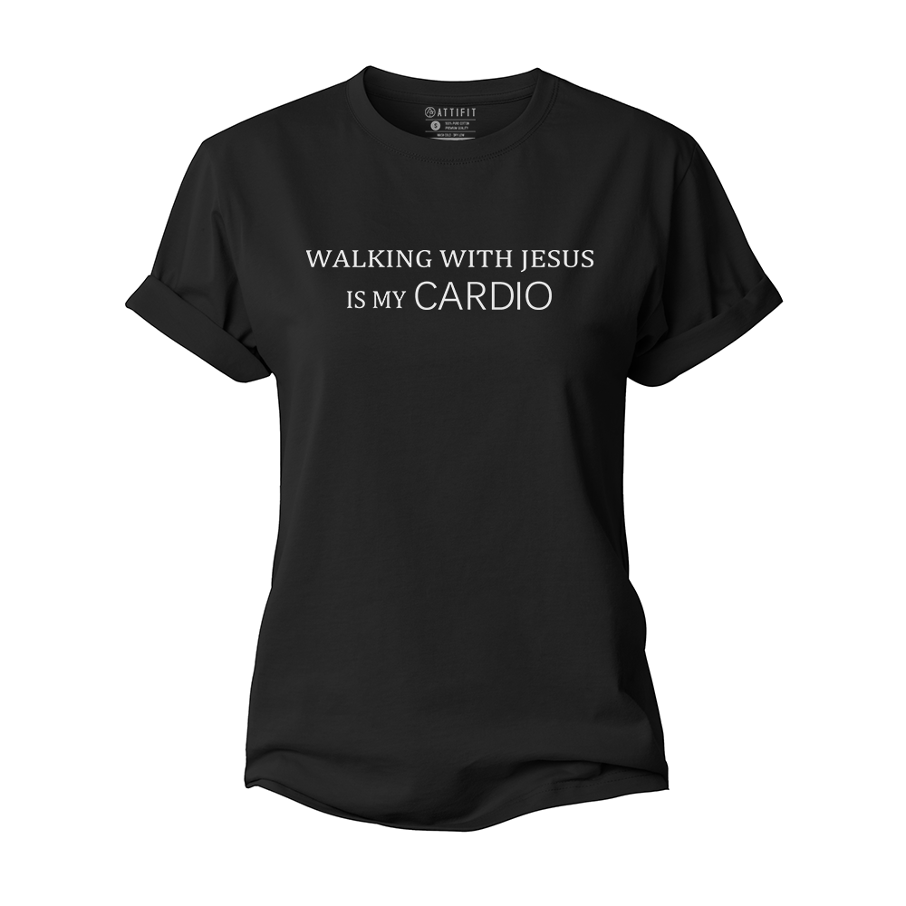 Walking with Jesus Is My Cardio Women's Cotton T-Shirt