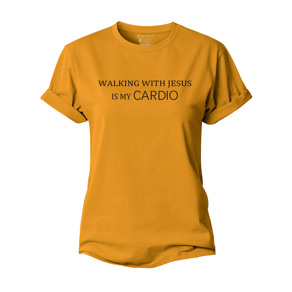 Walking with Jesus Is My Cardio Women's Cotton T-Shirt