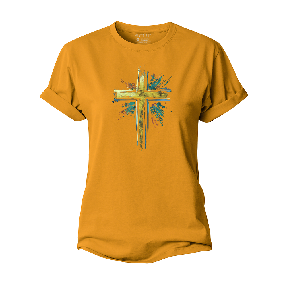 Splashed Ink Cross Cotton T-Shirt