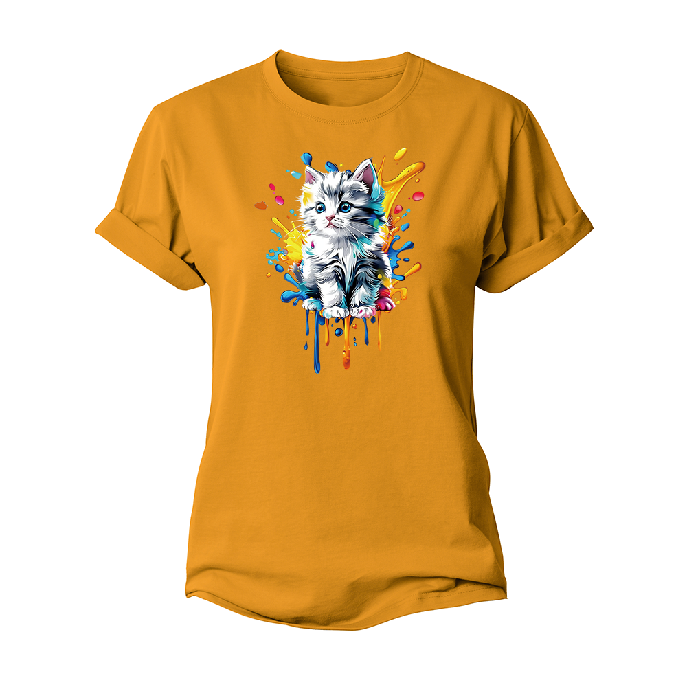 Watercolor Cat Women's Cotton T-Shirt