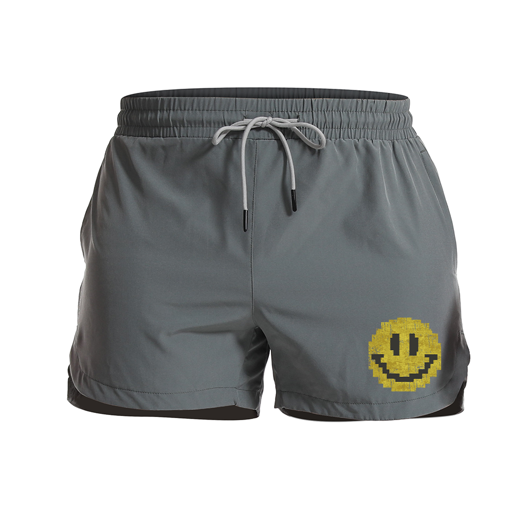 Pixel Smiley Face Graphic Shorts