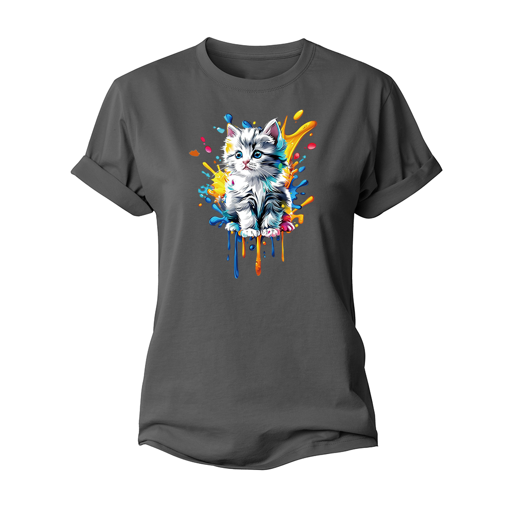 Watercolor Cat Women's Cotton T-Shirt