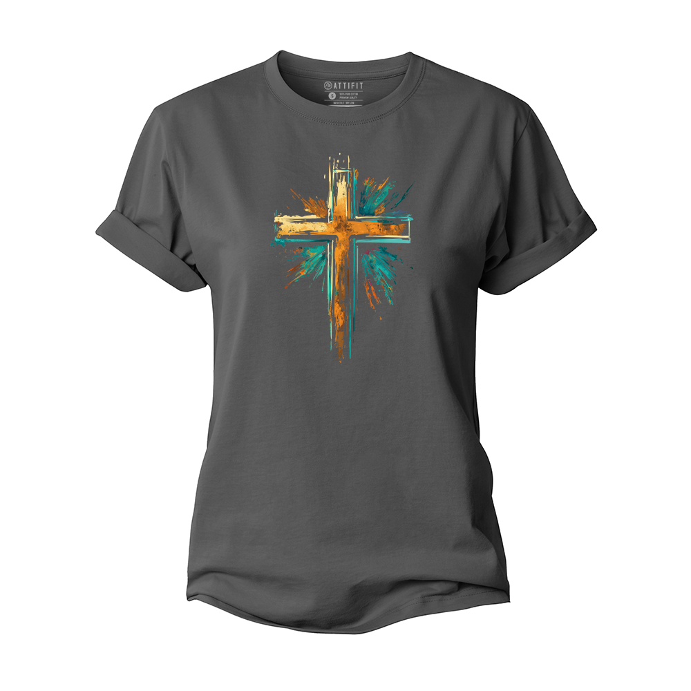 Splashed Ink Cross Cotton T-Shirt