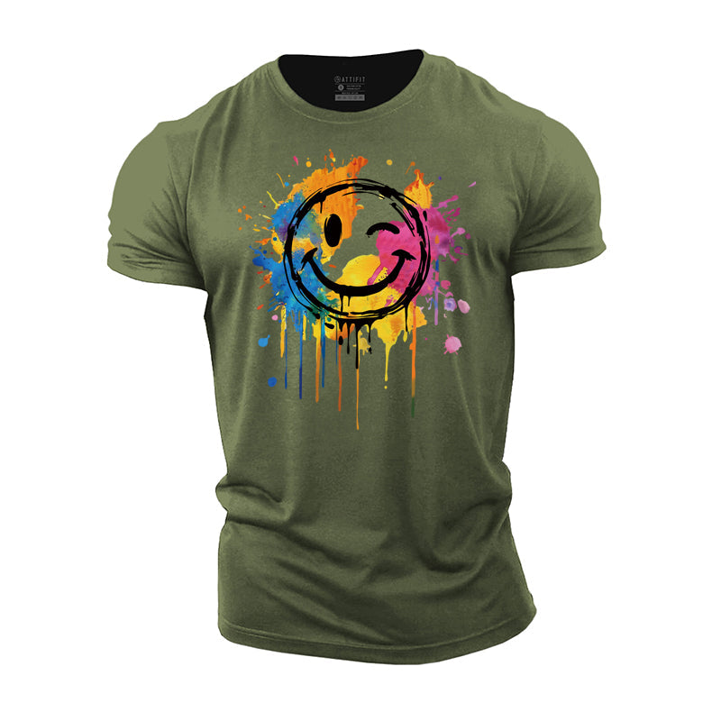 Colorful Smiley Face Cotton T-Shirt