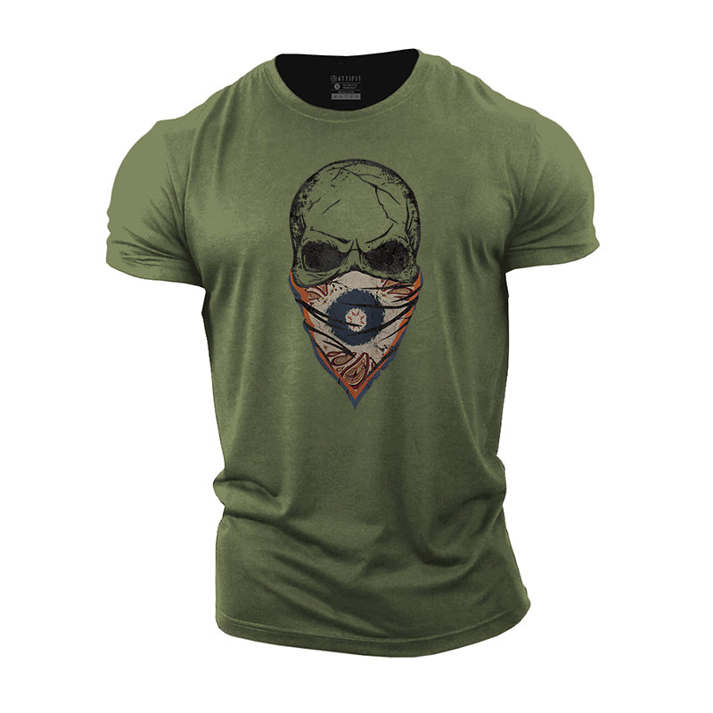 Paisley Skull Face Mask Cotton T-Shirt