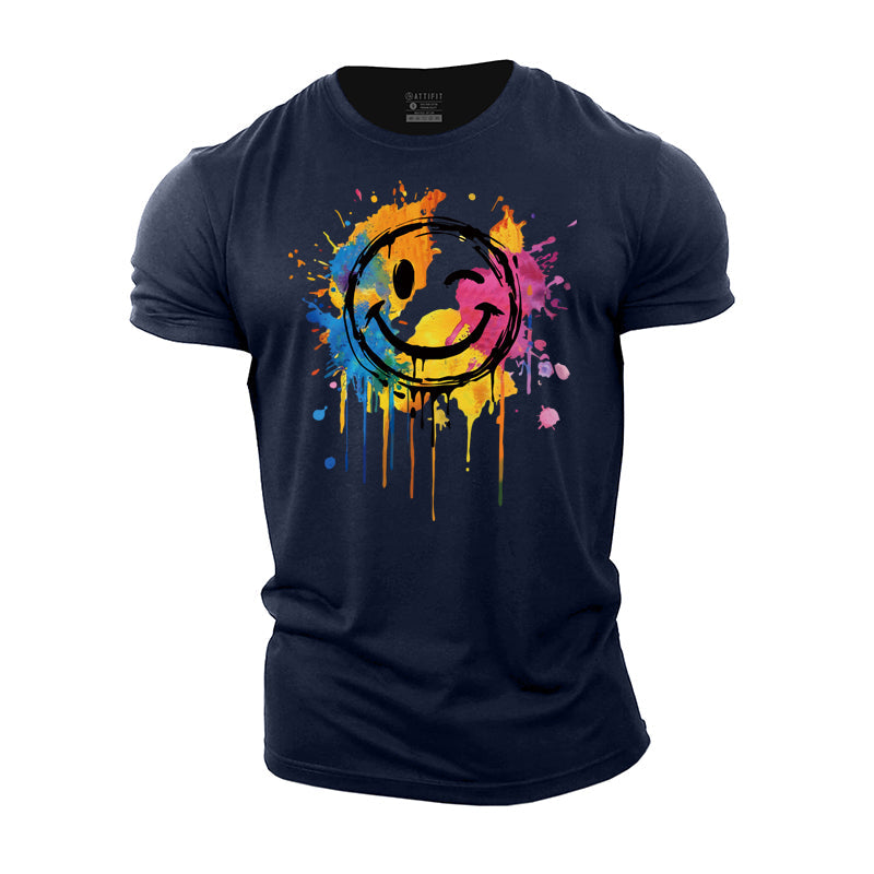 Colorful Smiley Face Cotton T-Shirt