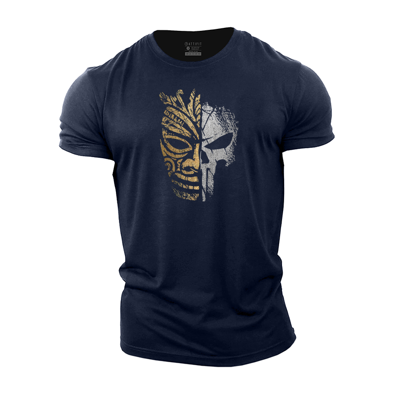 Tiki Mask Skull Cotton T-Shirt