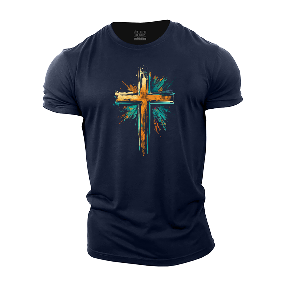 Splashed Ink Cross Cotton T-Shirt