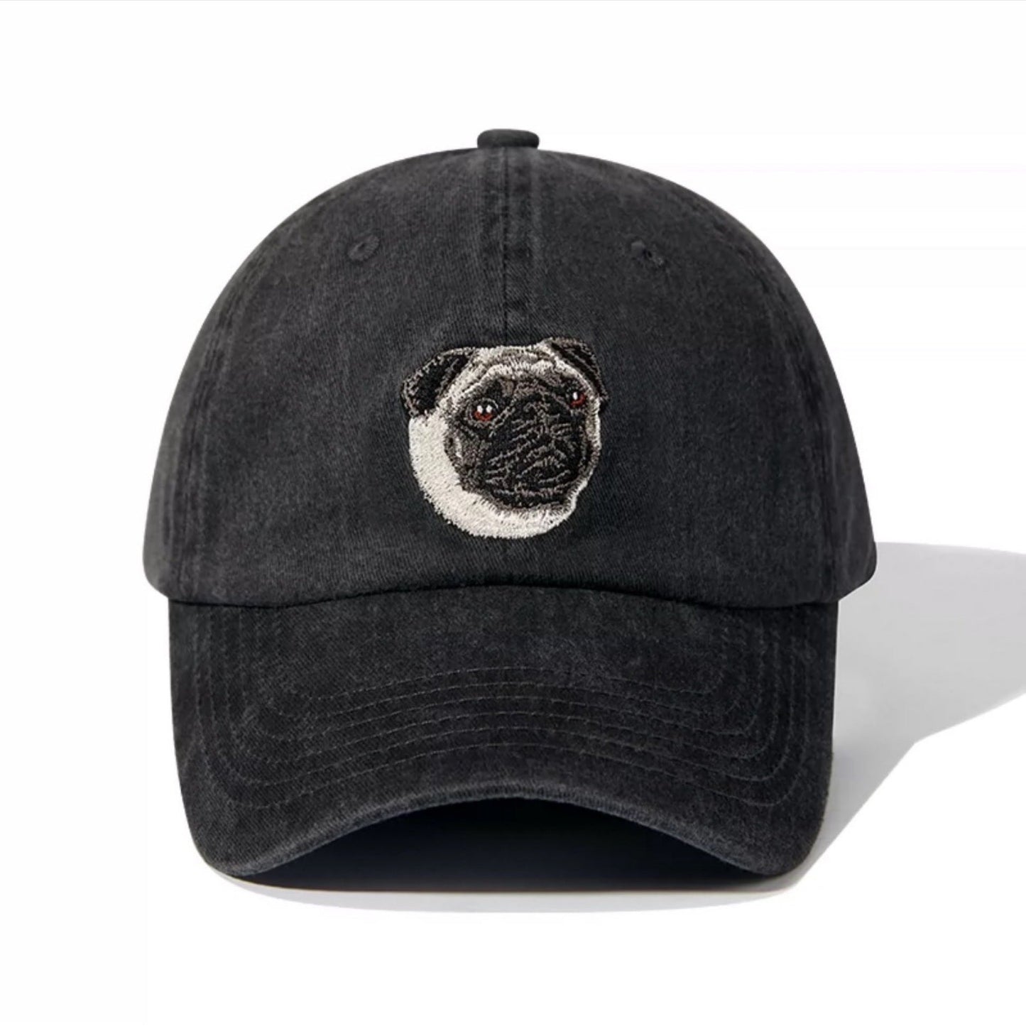 Embroidered Puppy Pattern Washed Hat