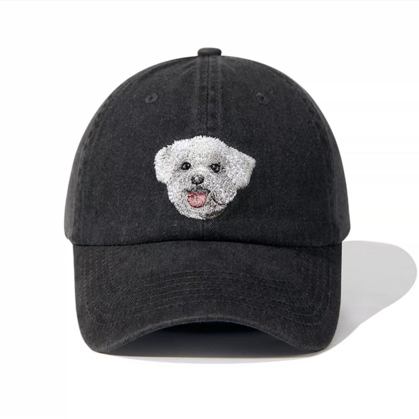 Embroidered Puppy Pattern Washed Hat