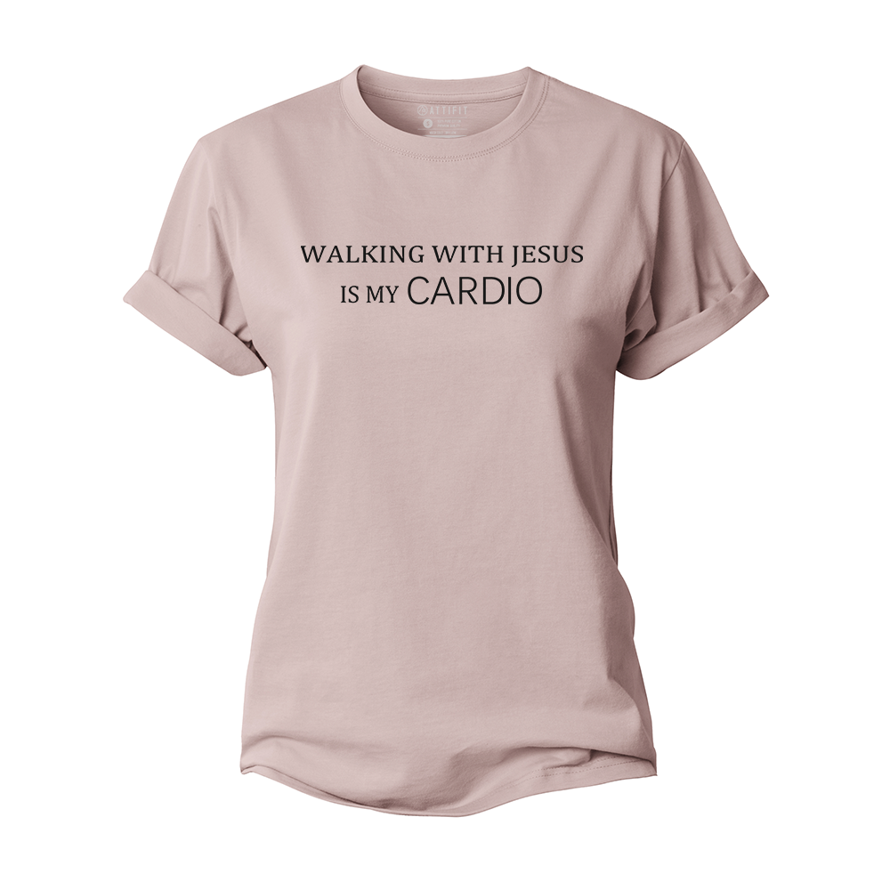 Walking with Jesus Is My Cardio Women's Cotton T-Shirt