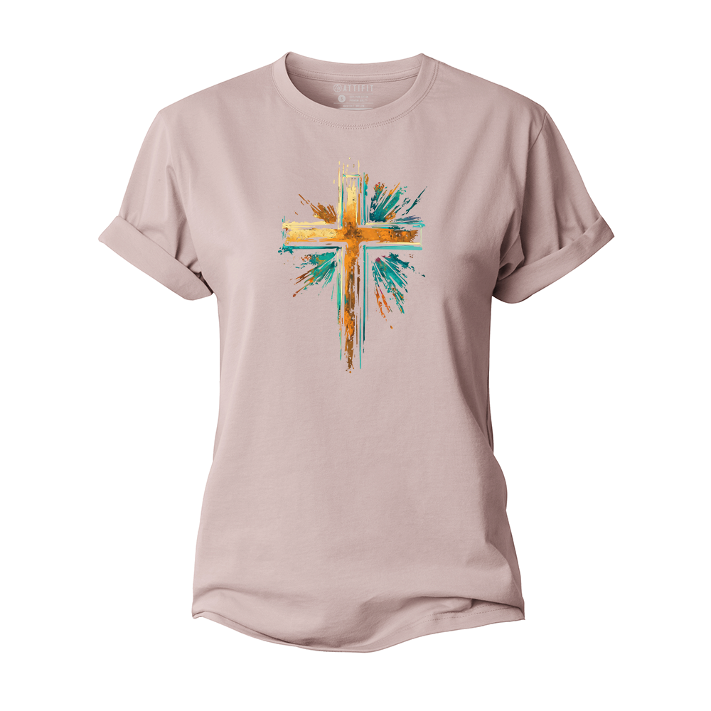 Splashed Ink Cross Cotton T-Shirt