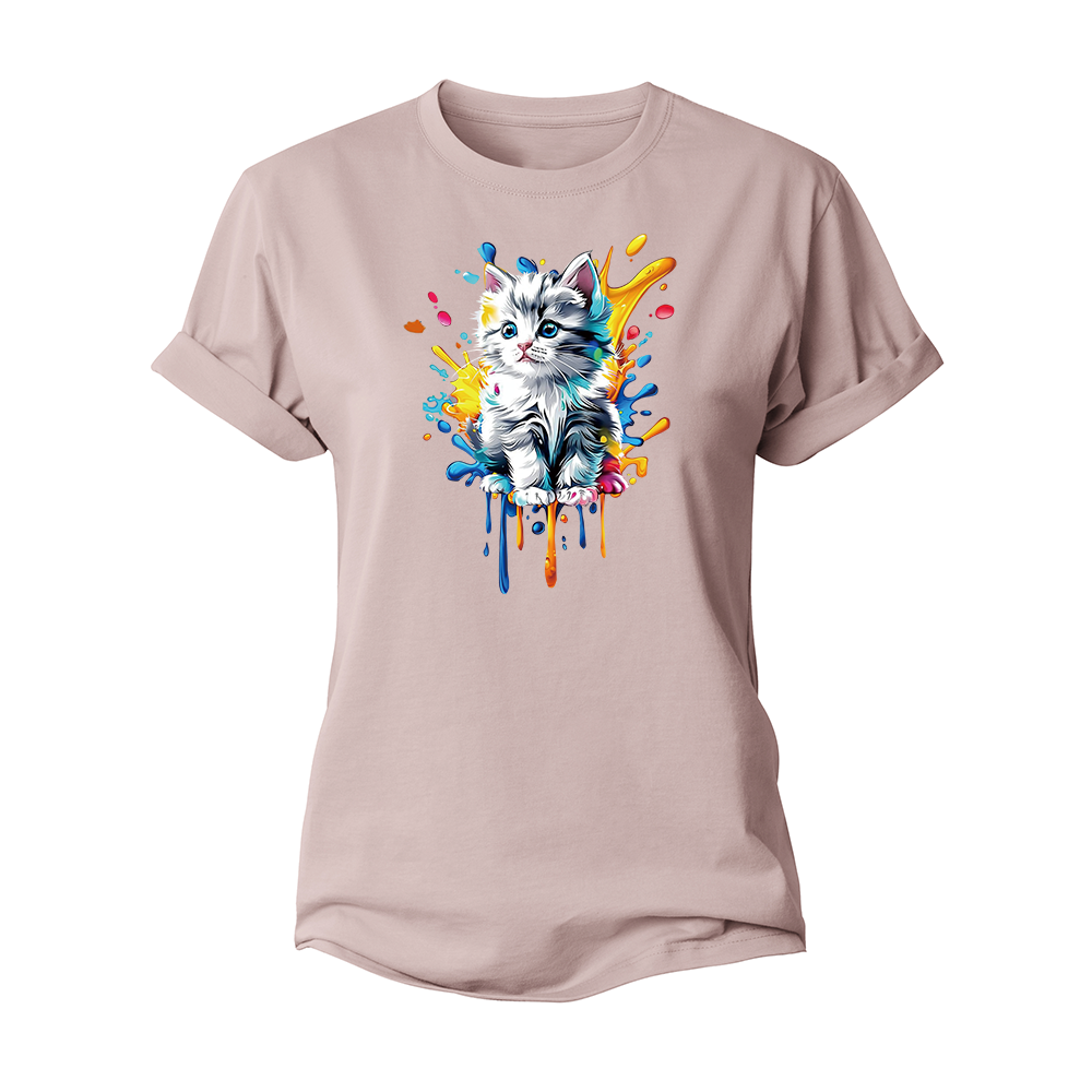 Watercolor Cat Women's Cotton T-Shirt